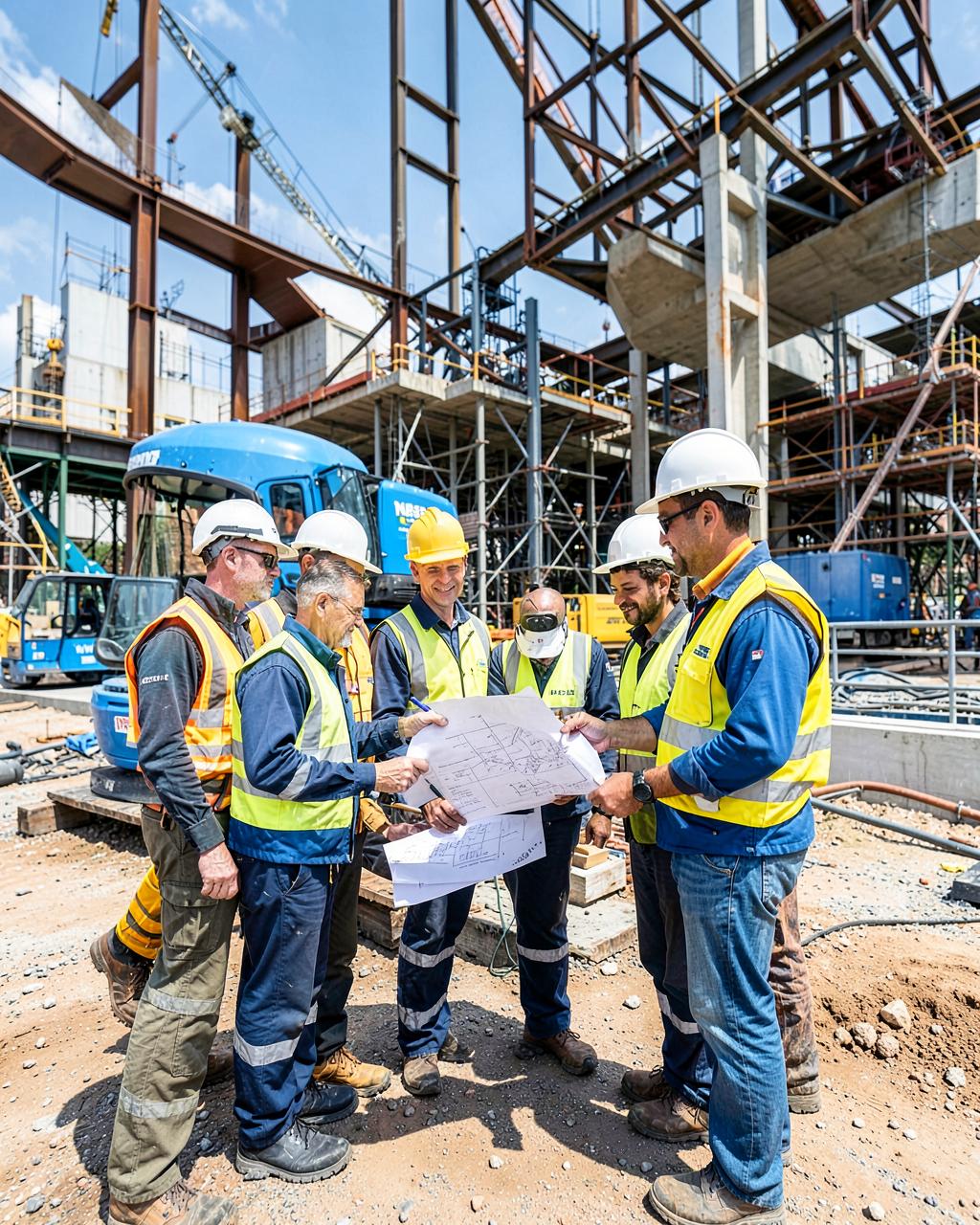 Équipe coordonnant les opérations sur un chantier d’infrastructure